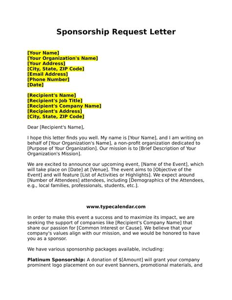 how to write a good sponsorship request letter