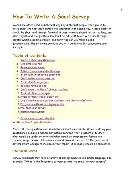 how to write a good survey introduction