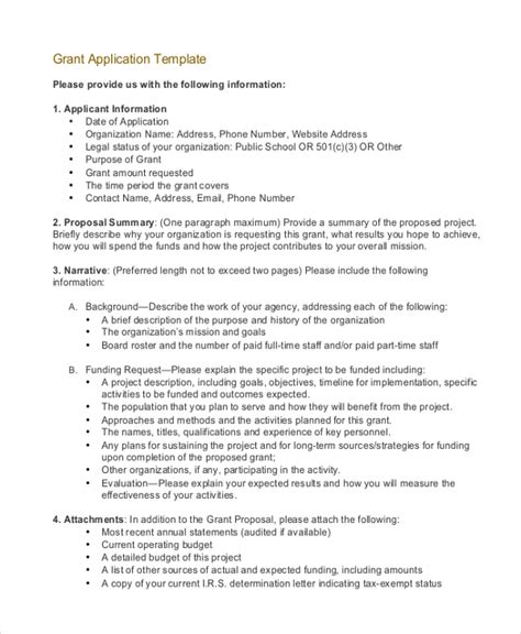 how to write a grant application template