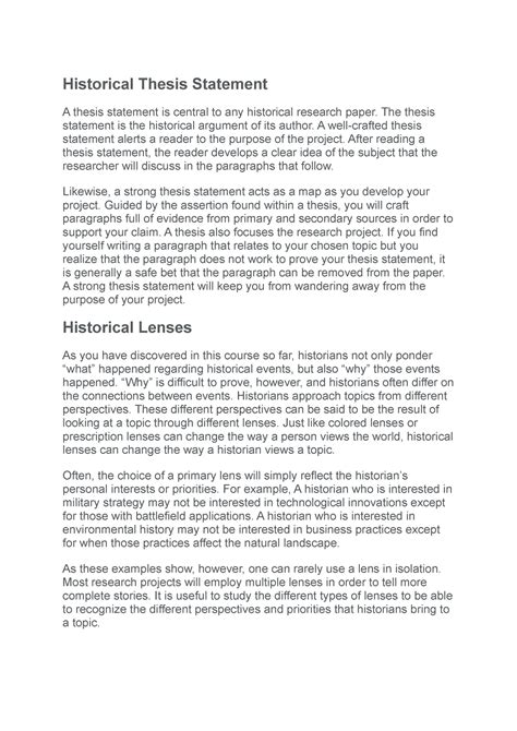 how to write a history thesis statement