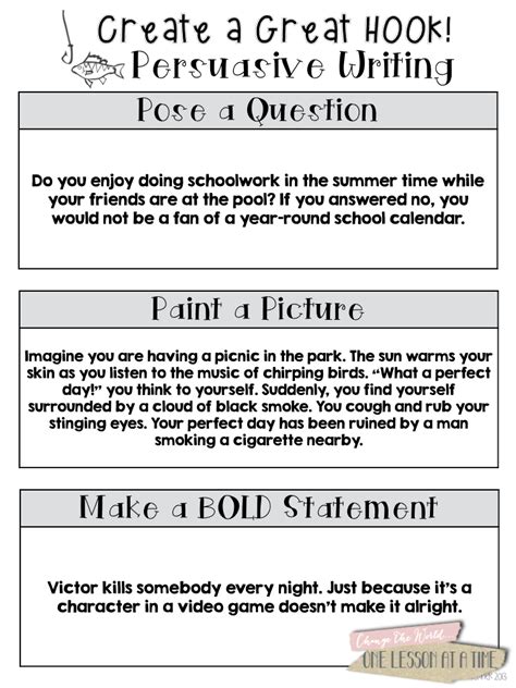 how to write a hook 6th informative essay