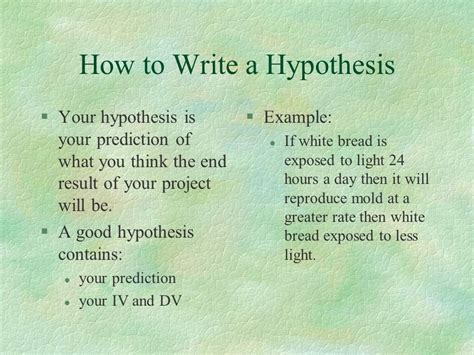 how to write a hypothesis for science fair