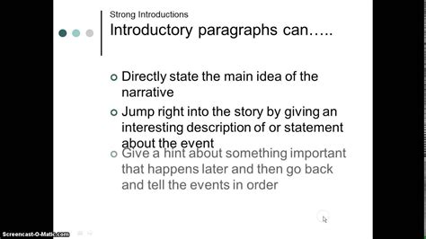 how to write a introduction paragraph for a narrative essay