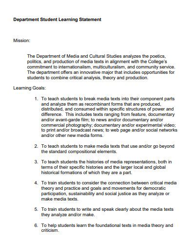 how to write a learning statement