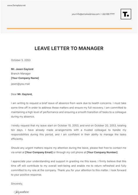 how to write a leave letter to manager