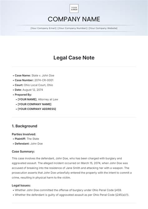 how to write a legal case note