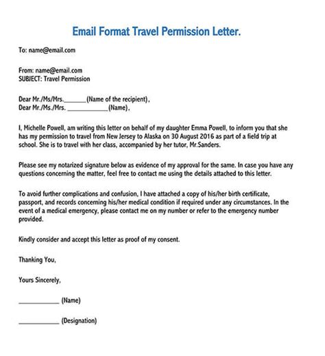 how to write a letter asking for permission to travel