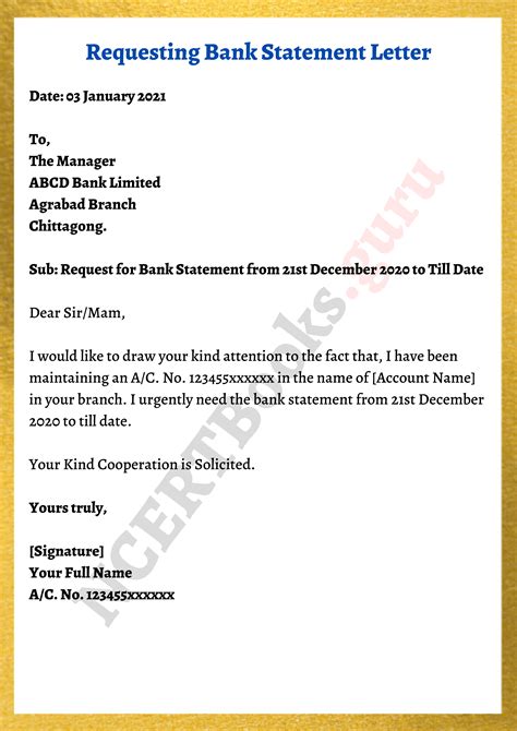 how to write a letter for statement of account