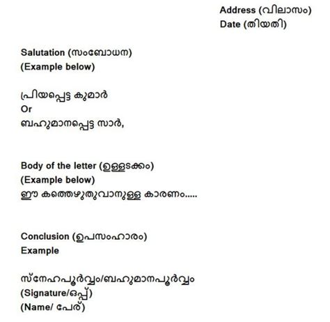 how to write a letter in malayalam format