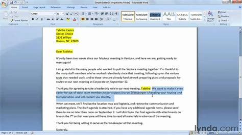 how to write a letter in ms word 2007