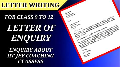 how to write a letter of enquiry class 10