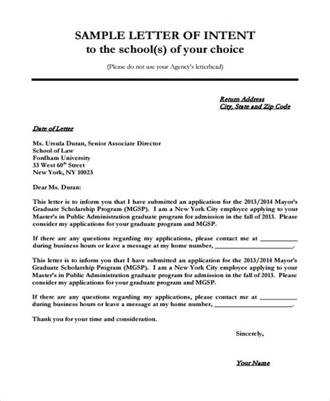 how to write a letter of intent for university