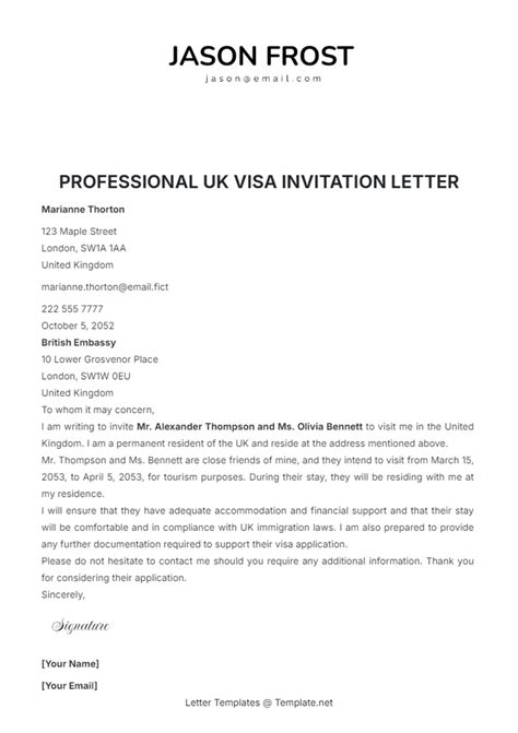 how to write a letter of invitation for uk visa