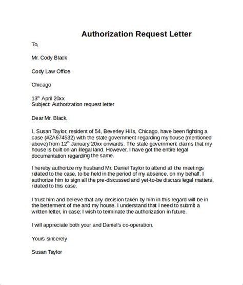 how to write a letter requesting authorization
