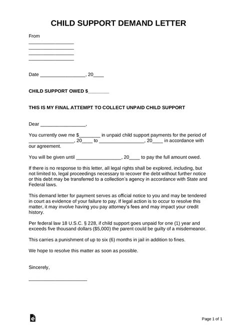 how to write a letter requesting child support