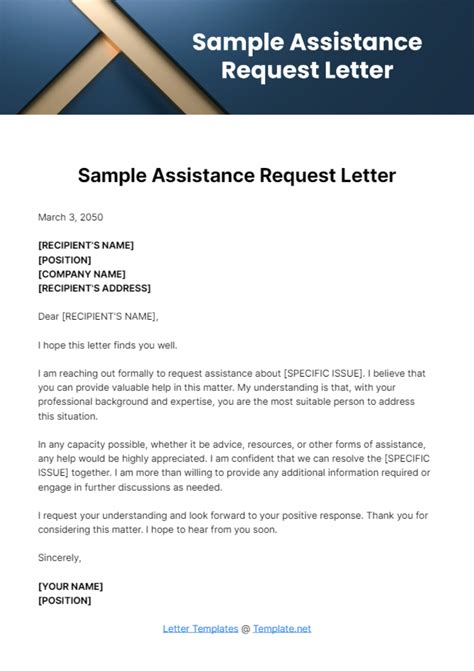 how to write a letter requesting for assistance