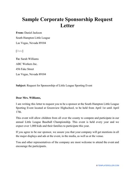 how to write a letter to a company requesting sponsorship