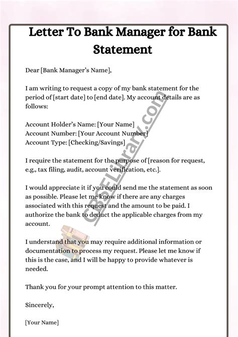 how to write a letter to bank manager for request statement