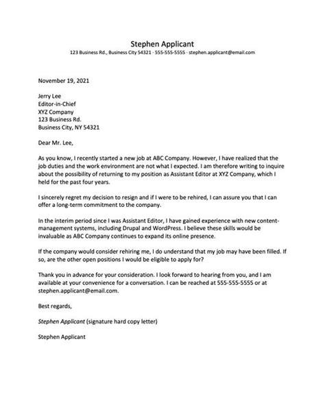 how to write a letter to get your job back
