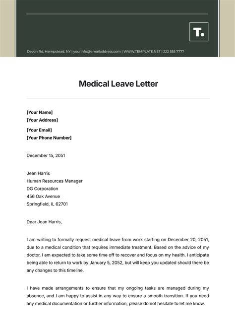 how to write a letter to hr for medical leave