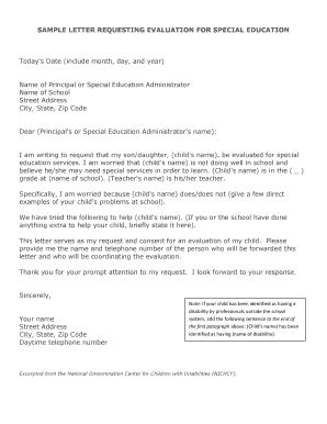 how to write a letter to request special education services
