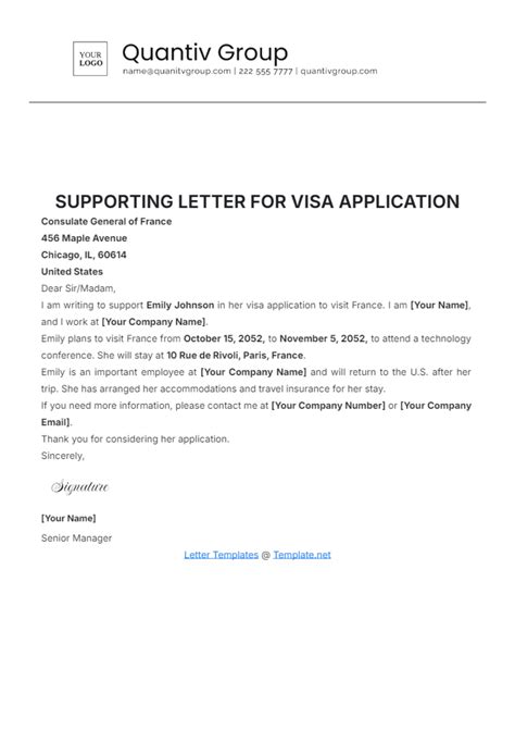 how to write a letter to support visa application
