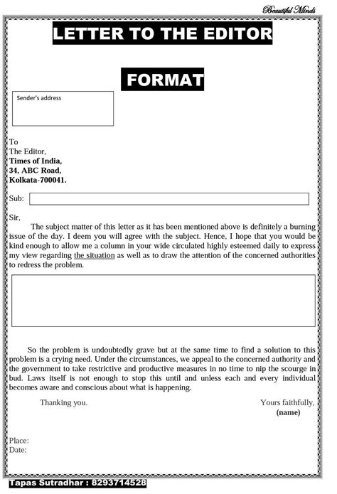 how to write a letter to the editor grade 10
