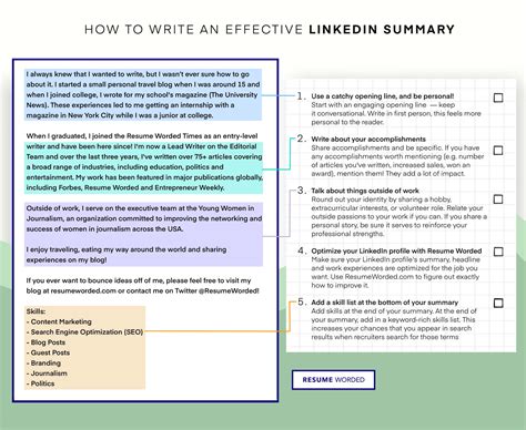 how to write a linkedin job summary
