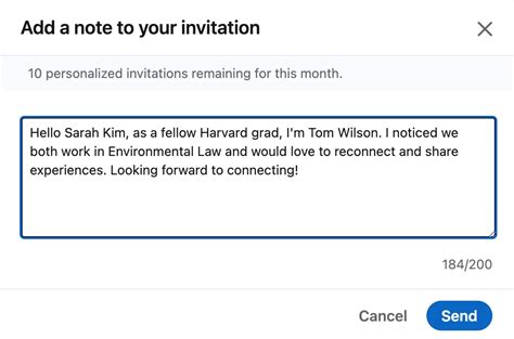 how to write a linkedin message to alumni
