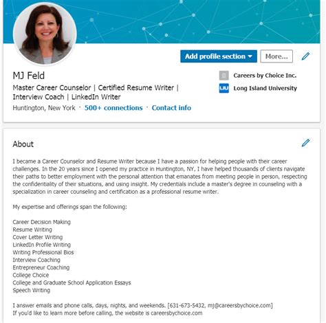 how to write a linkedin profile sample