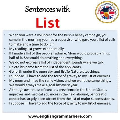 how to write a list of things in a sentence