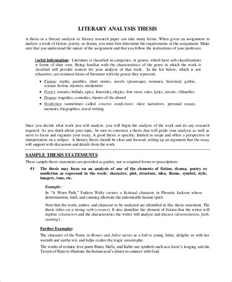 how to write a literary analysis thesis statement