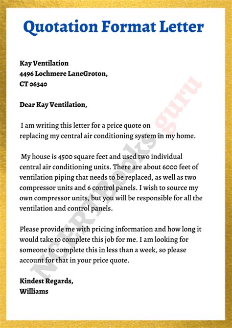 how to write a mail for giving quotation