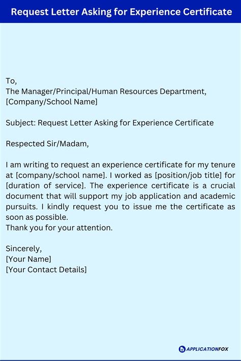 how to write a mail to hr for asking experience certificate