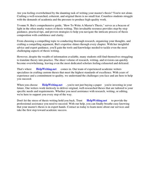 how to write a master's thesis yvonne bui pdf