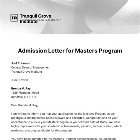 how to write a masters application