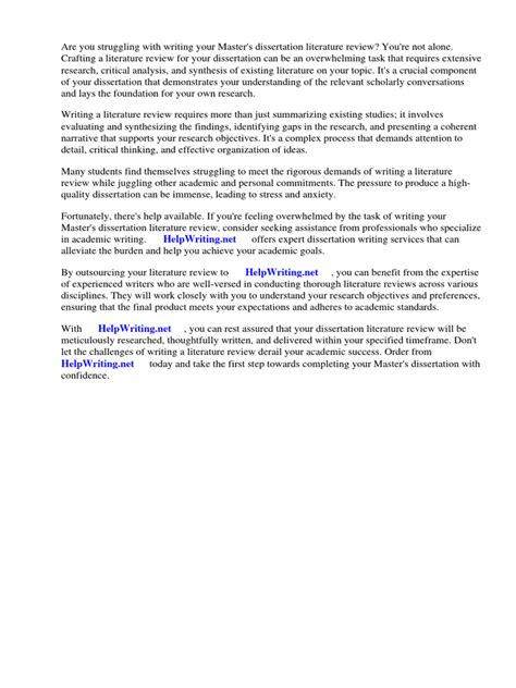 how to write a masters dissertation literature review