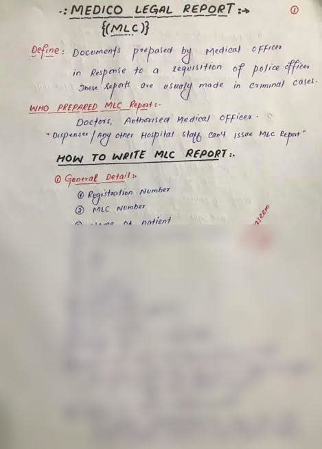 how to write a medico legal report