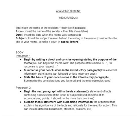 how to write a memo apa format
