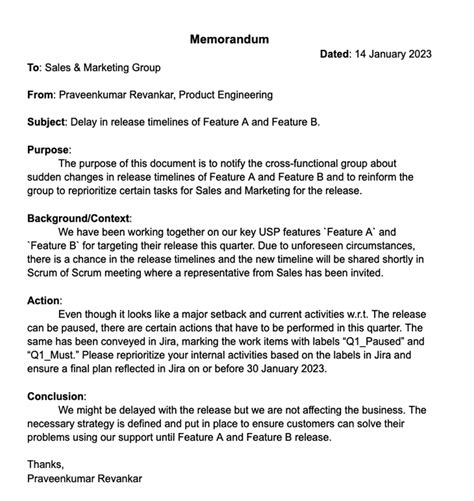 how to write a memorandum sample
