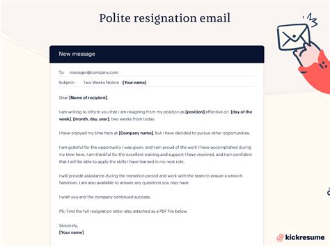 how to write a message to quit your job