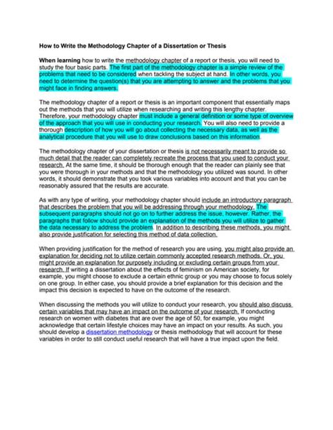 how to write a methodology chapter for dissertation