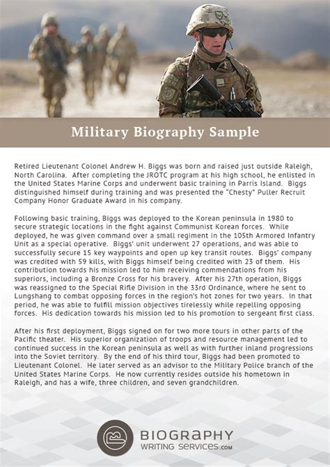 how to write a military bio examples
