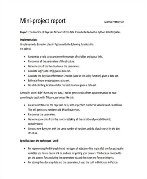 how to write a mini project report