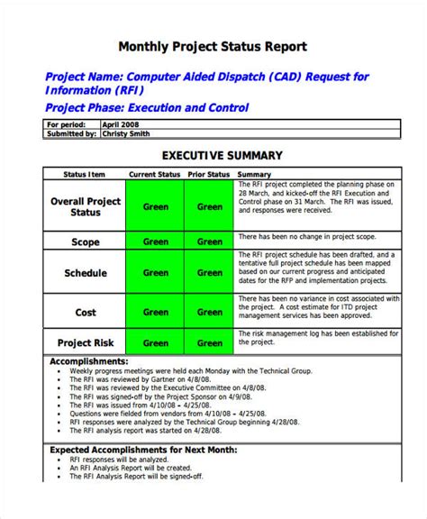 how to write a monthly report at work example
