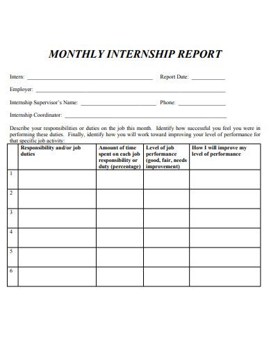 how to write a monthly report for internship