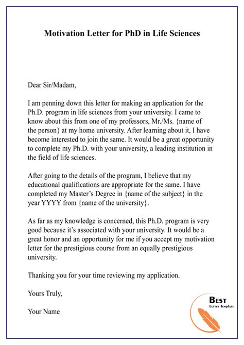 how to write a motivation letter for a phd position