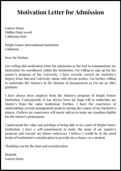 how to write a motivation letter for university admission