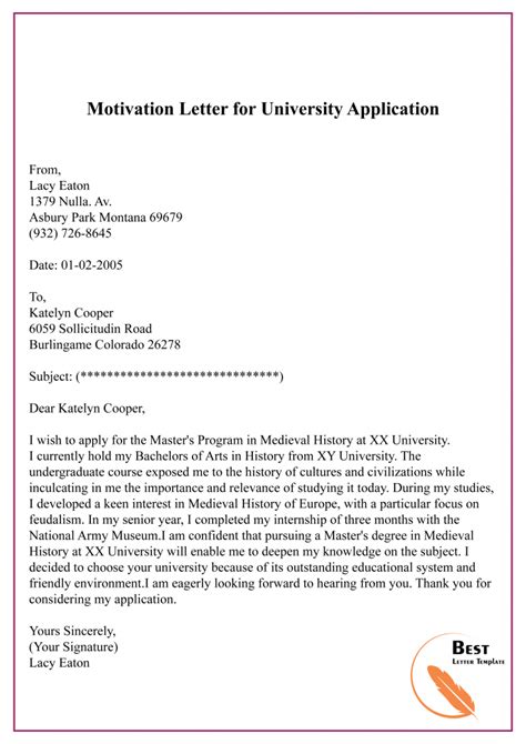 how to write a motivation letter for university application