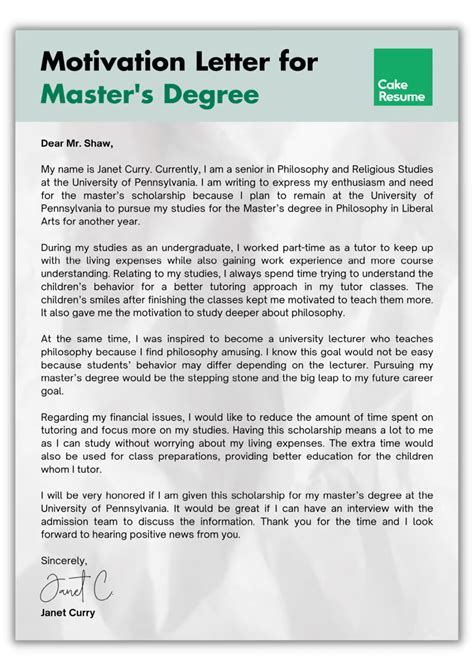 how to write a motivation letter for university master